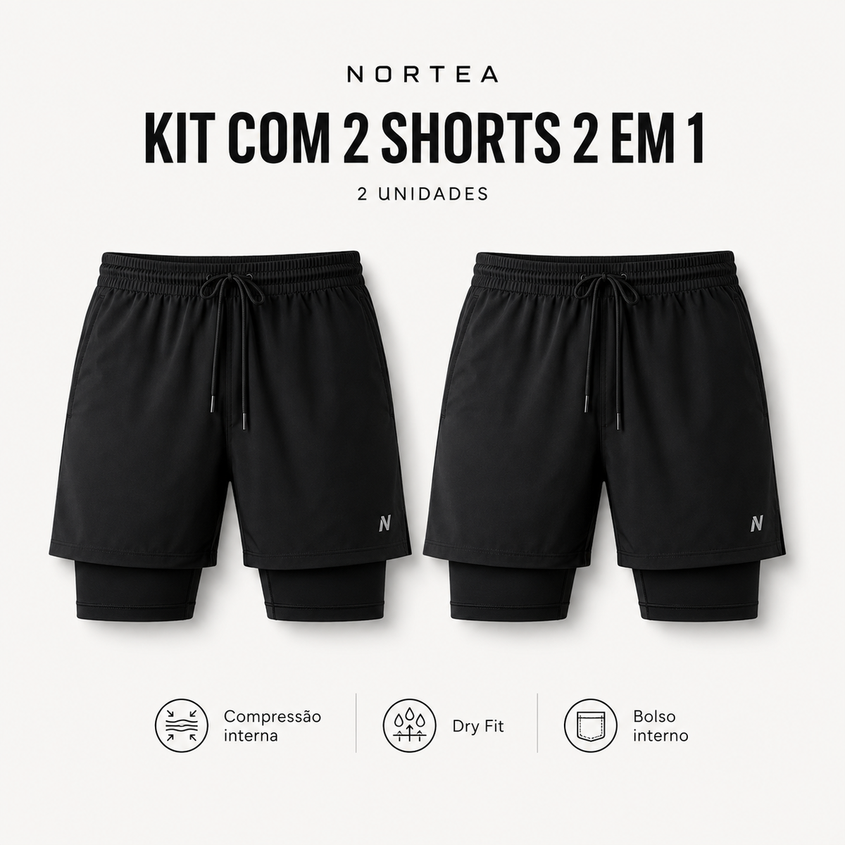 Kit 2 Shorts Compressão