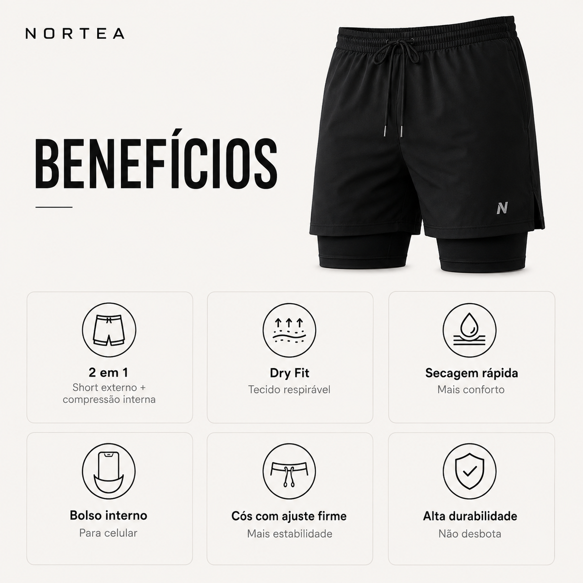 Kit 2 Shorts Compressão
