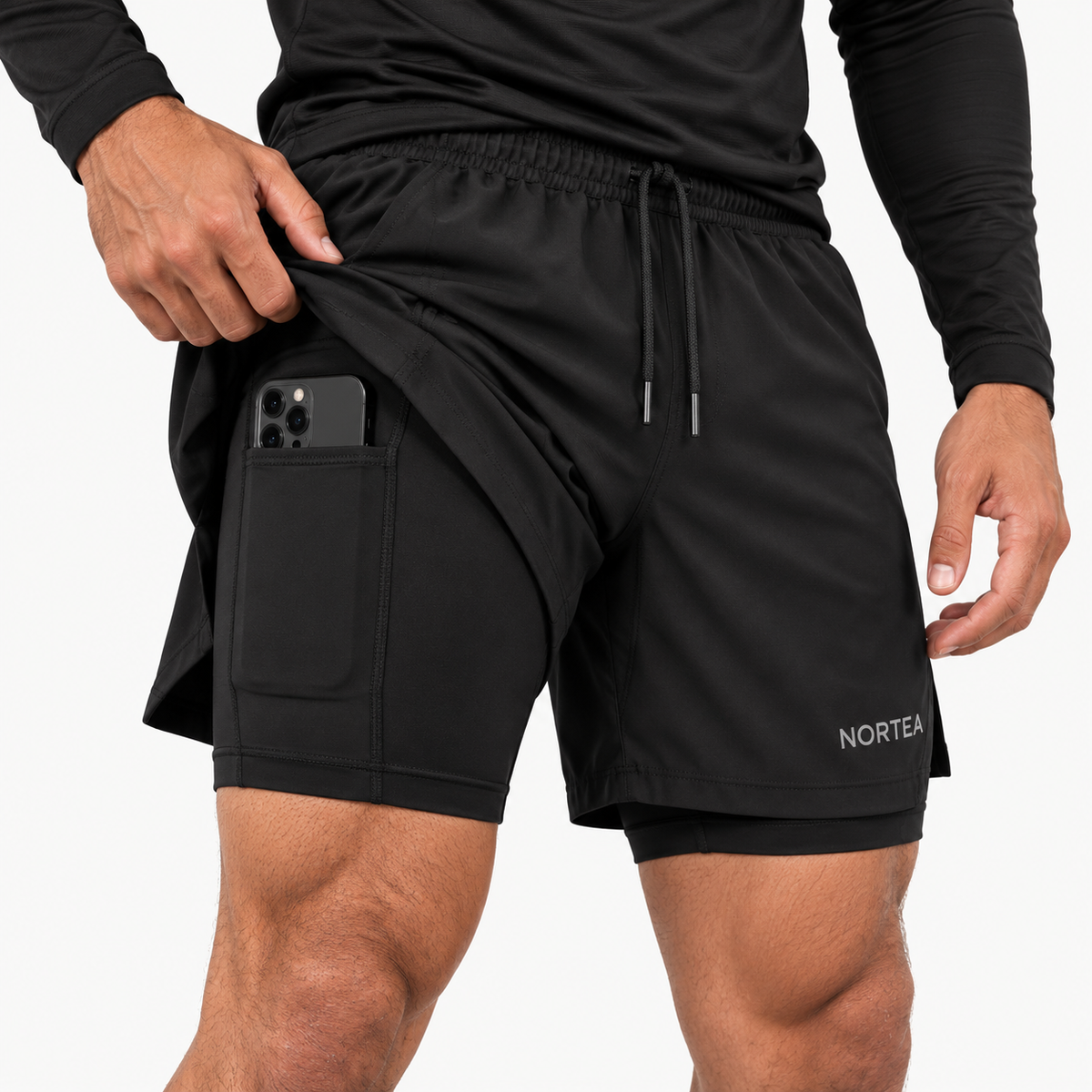 Bolso interno para celular do Short 2 em 1 NORTEA