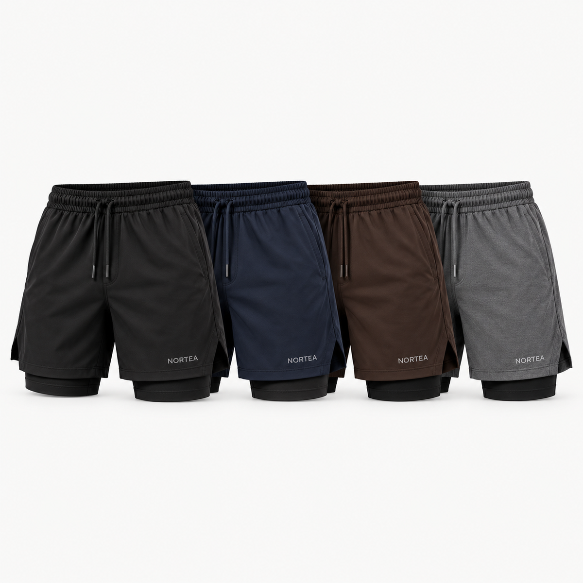 Short 2 em 1 NORTEA preto com compressão interna